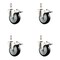 Service Caster 4 Inch 316SS Black Polyurethane Wheel Swivel 1/2 Inch Stem Caster Set Lock Brake SS316TSTTL20S414-PPUB-BLK-121315-4 - alternate 1